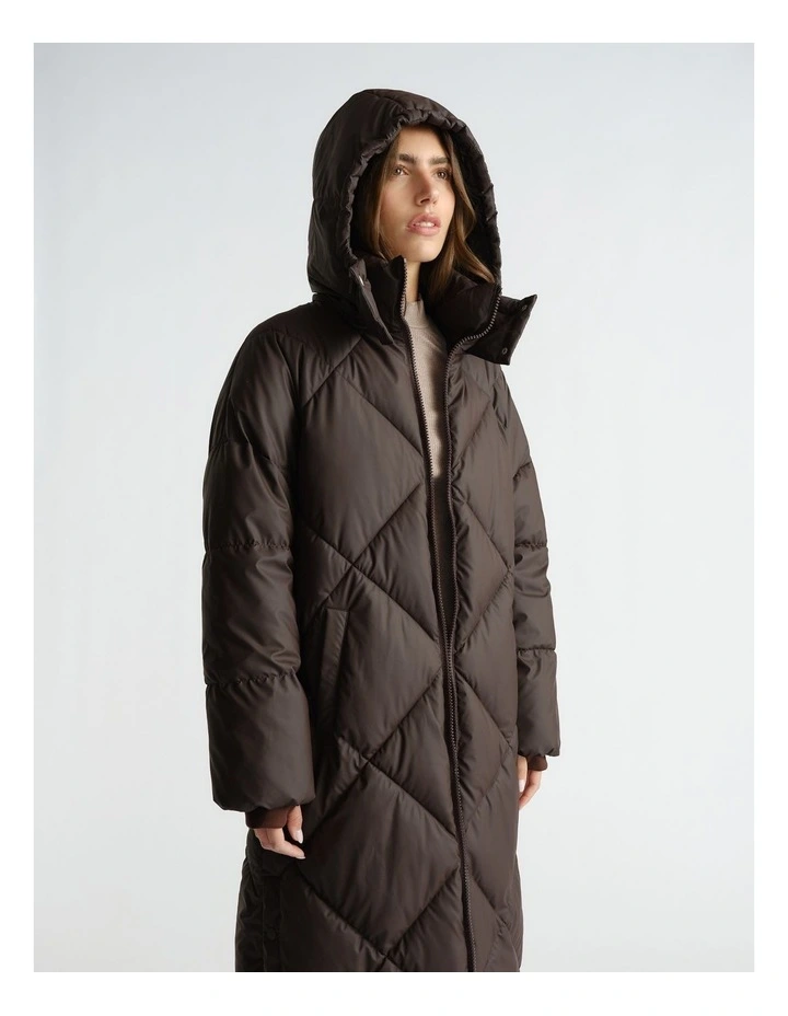 Maxi Puffer Jacket in Brown image 3
