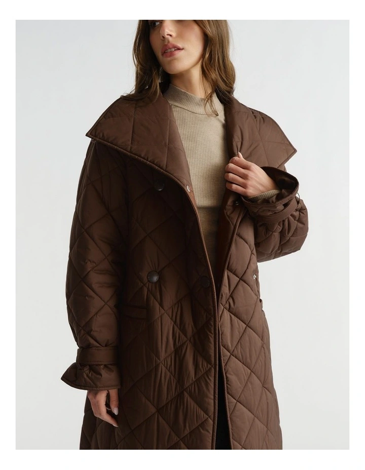 Quilted Trench in Walnut image 3