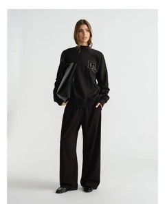 Logo Crew Neck Sweat Top in Black