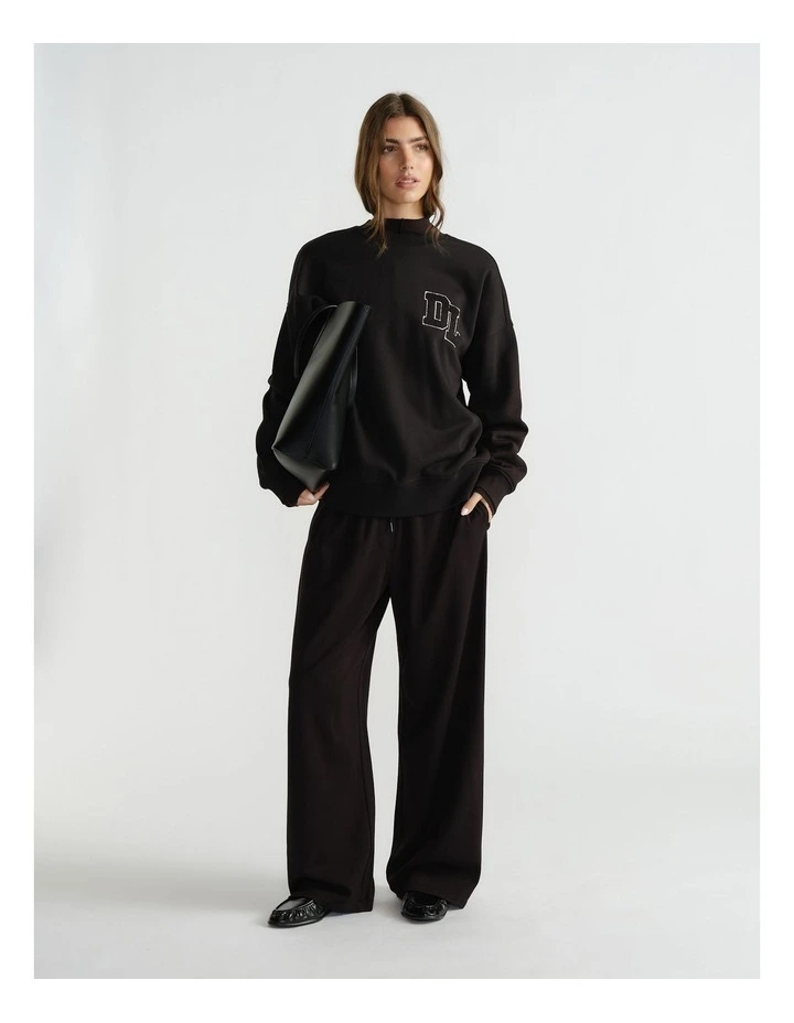 Logo Crew Neck Sweat Top in Black image 1