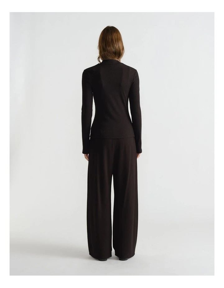 Long Sleeve Rib Top in Black image 2