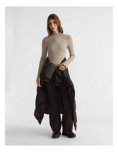 Long Sleeve Rib Top in Mole