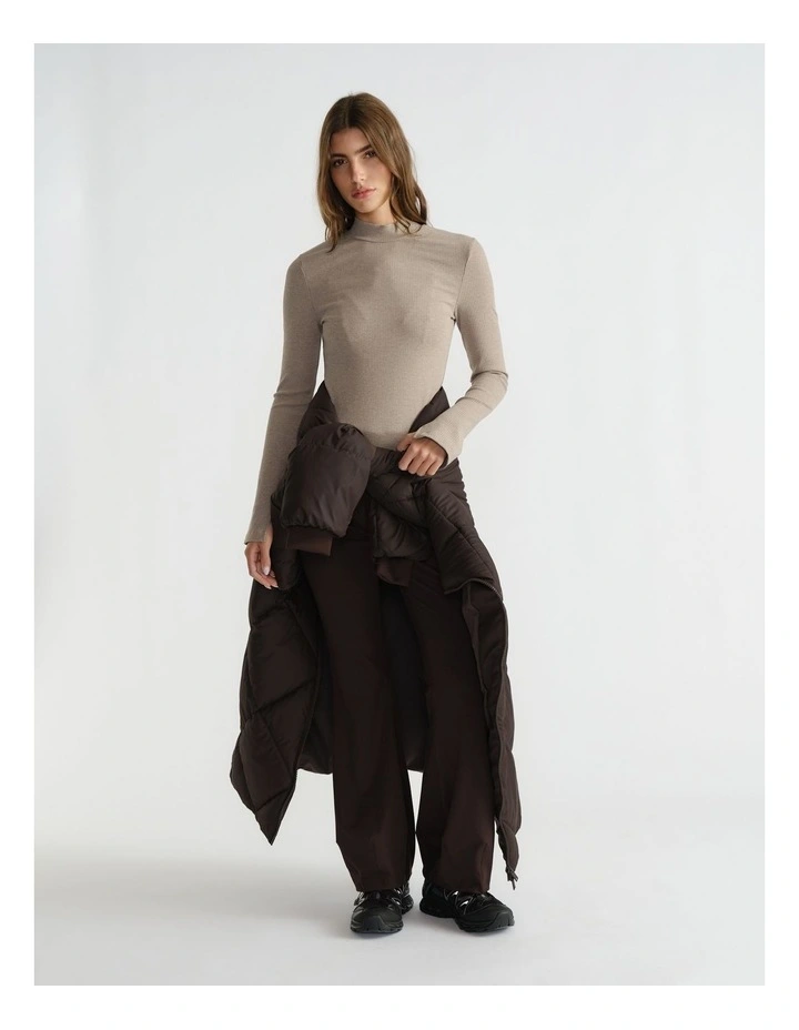Long Sleeve Rib Top in Mole image 1