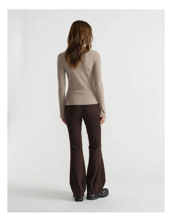 Long Sleeve Rib Top in Mole image 2