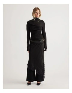 Alicia High Neck Long Sleeve Top in Black