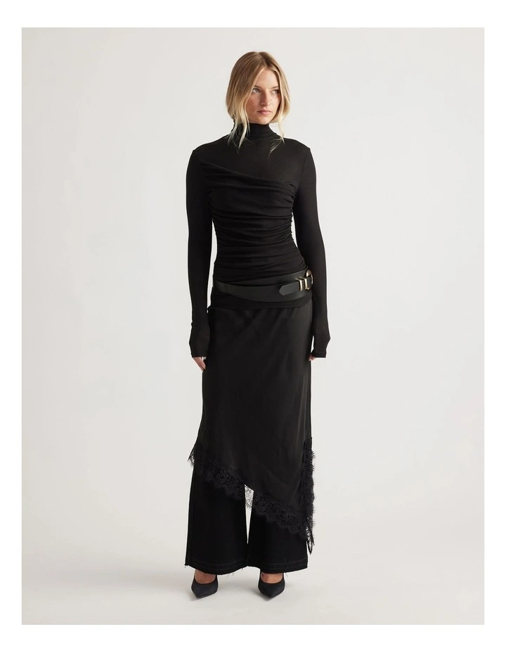 Alicia High Neck Long Sleeve Top in Black image 1