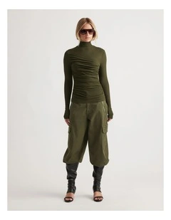 Alicia High Neck Long Sleeve Top in Green