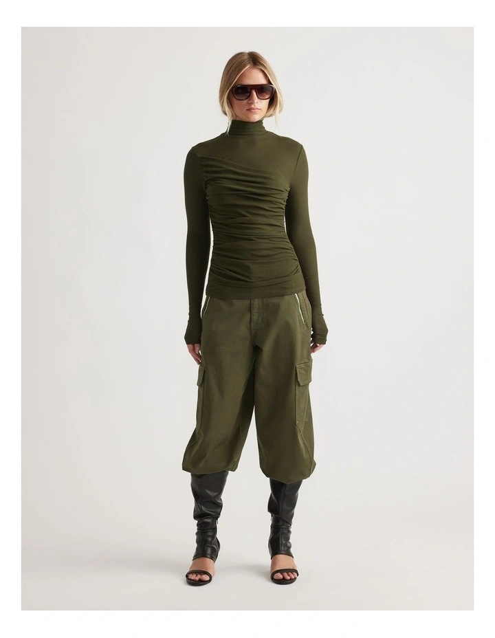 Alicia High Neck Long Sleeve Top in Green image 1