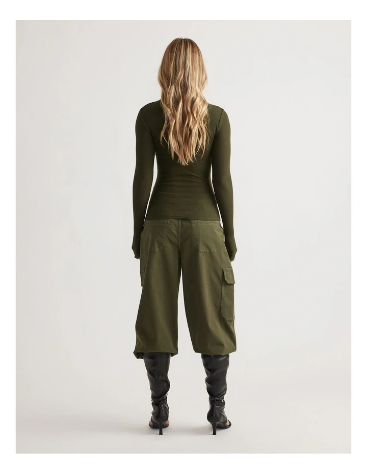 Alicia High Neck Long Sleeve Top in Green image 2