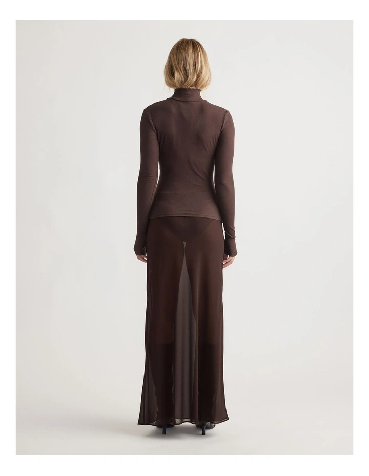 Alicia High Neck Long Sleeve in Brown image 2