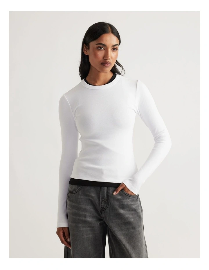 Charlotte Long Sleeve Top in White image 3