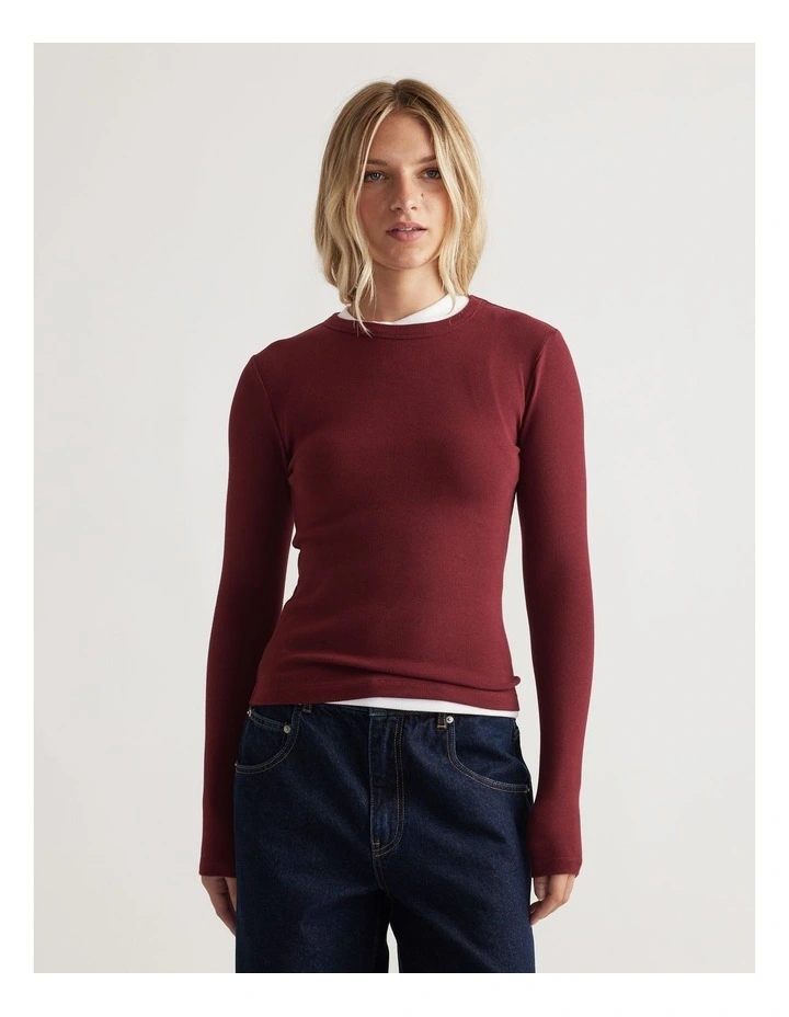 Charlotte Long Sleeve Top in Red image 3