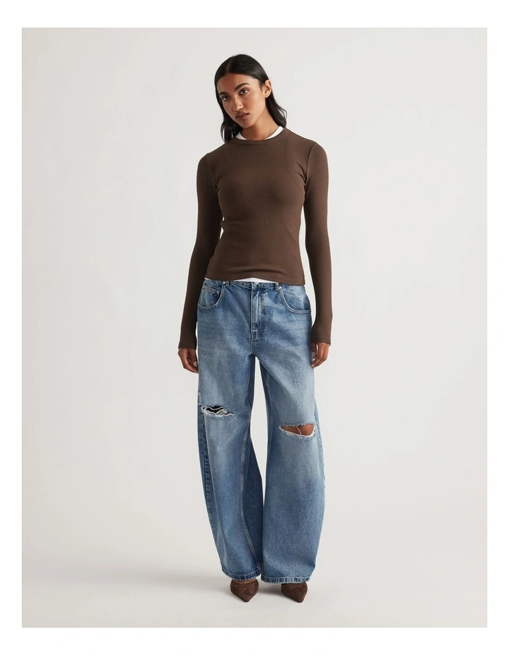 Charlotte Long Sleeve Top in Brown image 1