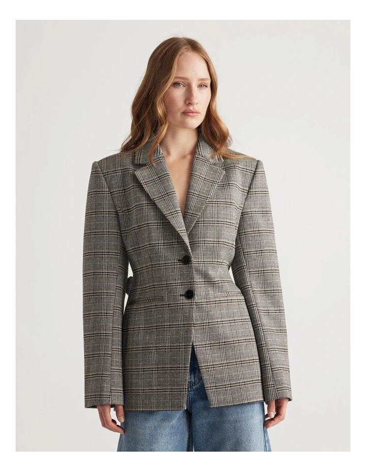 Lydia Structured Blazer in Check image 3