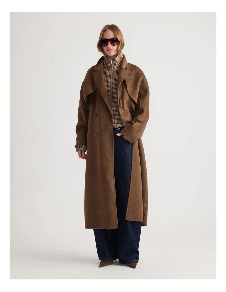 Lucia Felled Two Piece Coat in Chocolate image 1