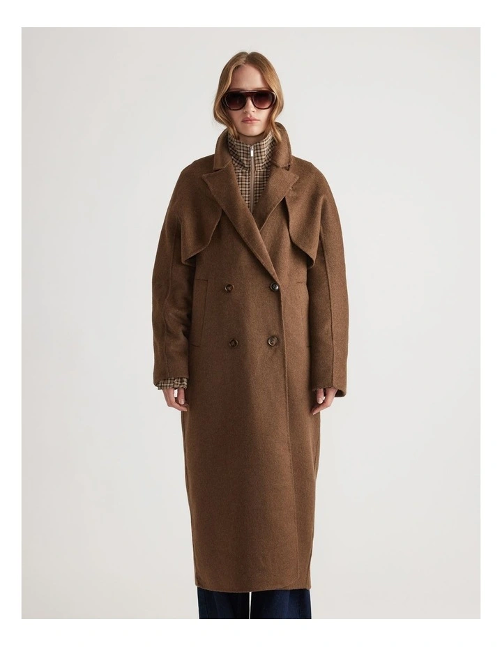 Lucia Felled Two Piece Coat in Chocolate image 3