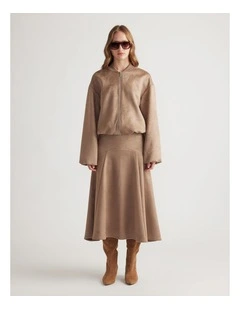 Eden Faux Suede Bomber Jacket in Dove Grey