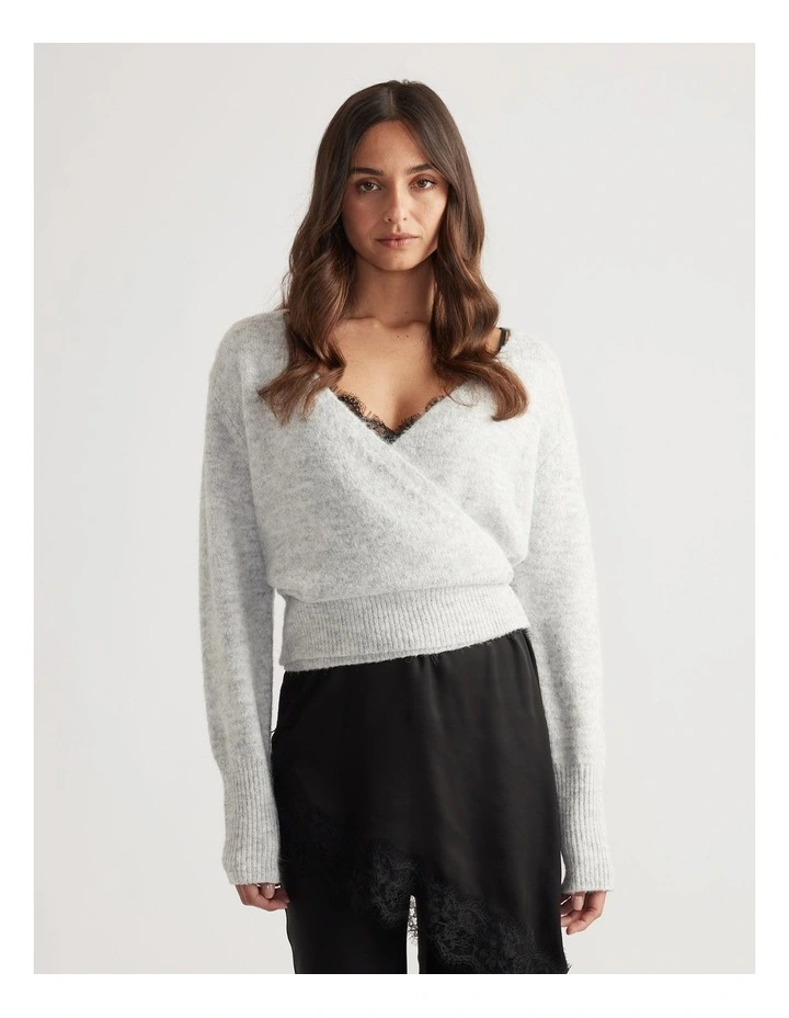 Elisa Crossover Cardigan in Grey Marle image 3