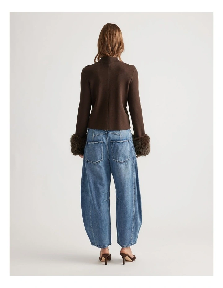 Brynn Faux Fur Cuff Jumper in Teak Brown image 2