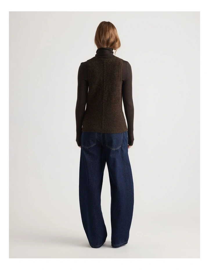 Tyla Fluffy Knit Tank in Truffle Brown image 2