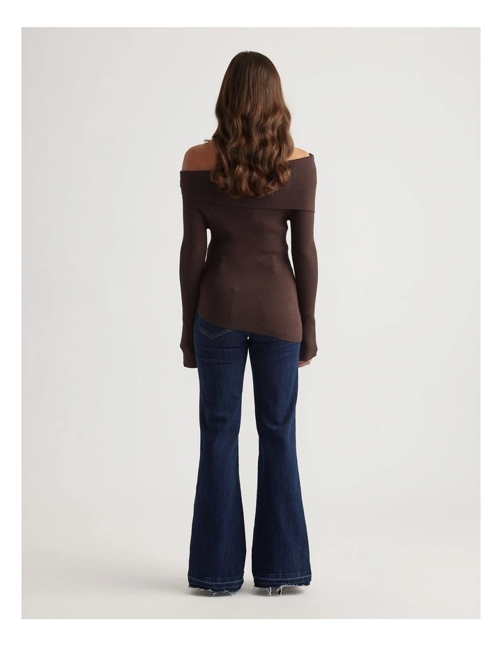 Mariah Off Shoulder Knit Top in Rich Mocha image 2