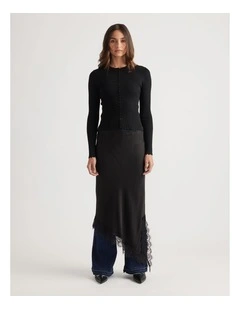 Lana Scallop Button Top in Black