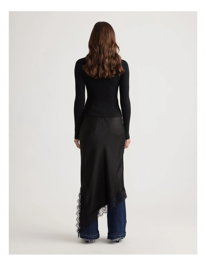 Lana Scallop Button Top in Black image 2