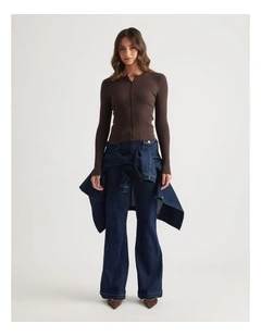 Lana Scallop Button Top in Rich Mocha