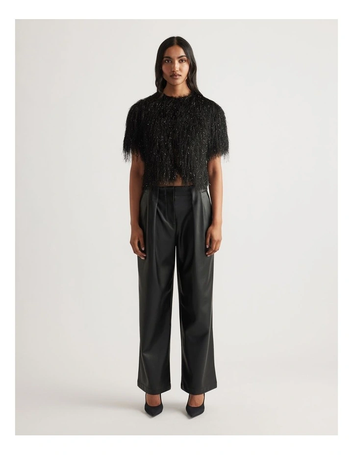 Kenzie Fluffy Lurex Cardigan in Black image 1