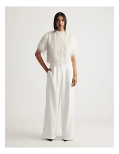 Kenzie Fluffy Lurex Cardigan in Cream