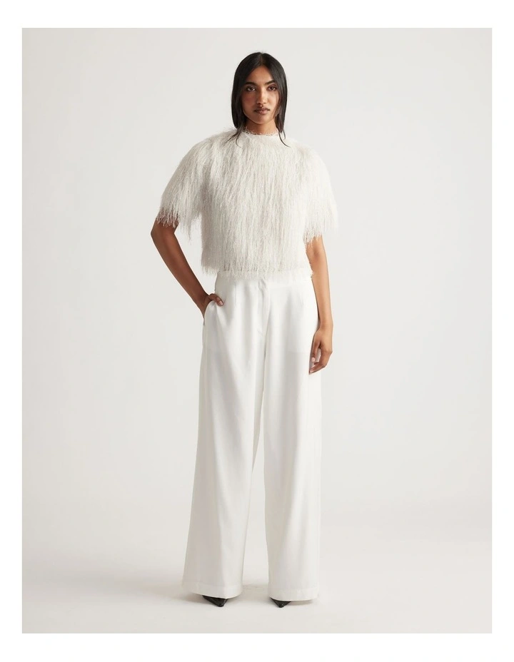 Kenzie Fluffy Lurex Cardigan in Cream image 1