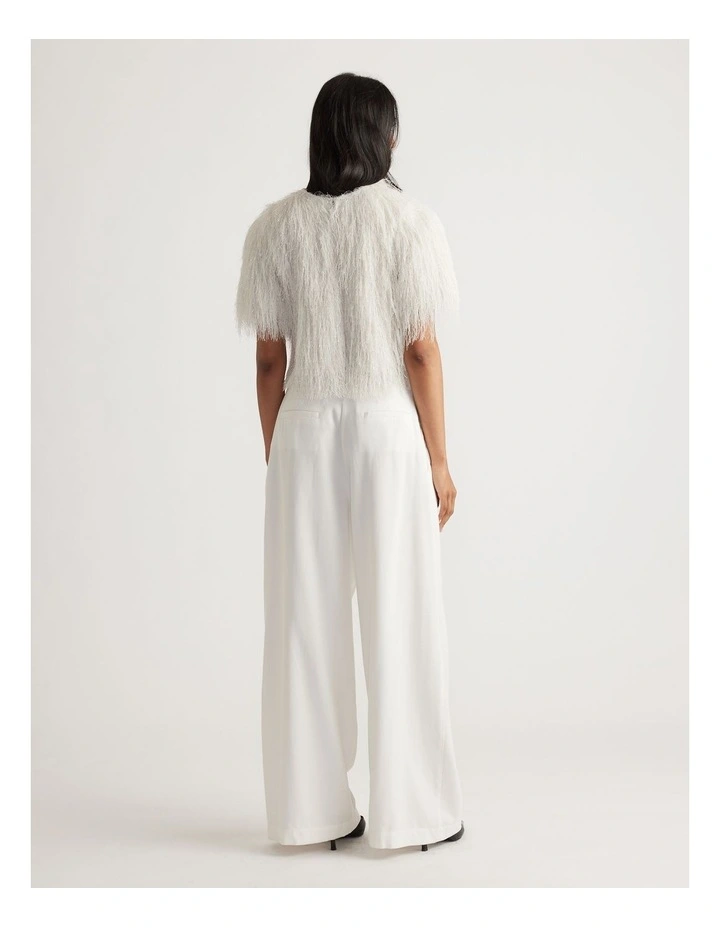 Kenzie Fluffy Lurex Cardigan in Cream image 2