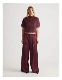 Kenzie Fluffy Lurex Jumper in Plum