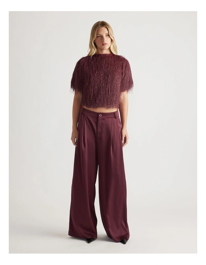 Kenzie Fluffy Lurex Jumper in Plum image 1