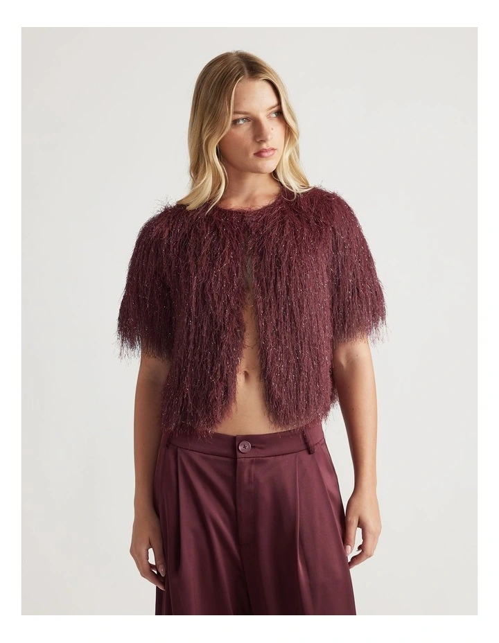 Kenzie Fluffy Lurex Jumper in Plum image 3