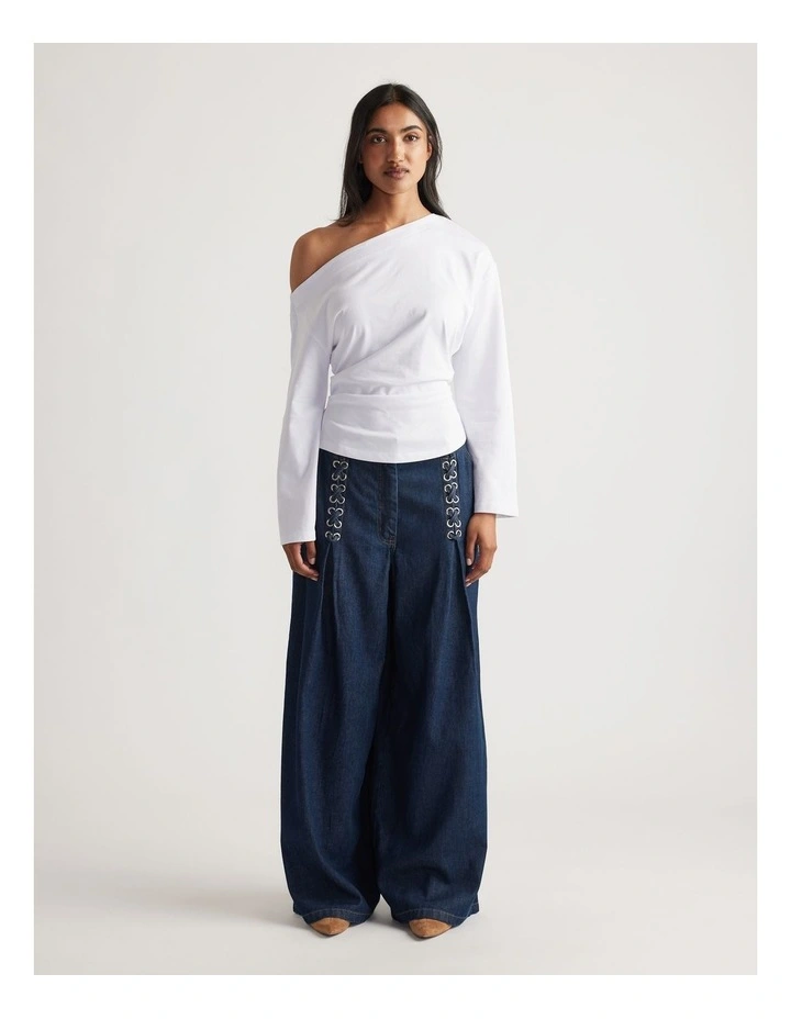 Ally Tipped Shoulder Tee in Bright White image 1