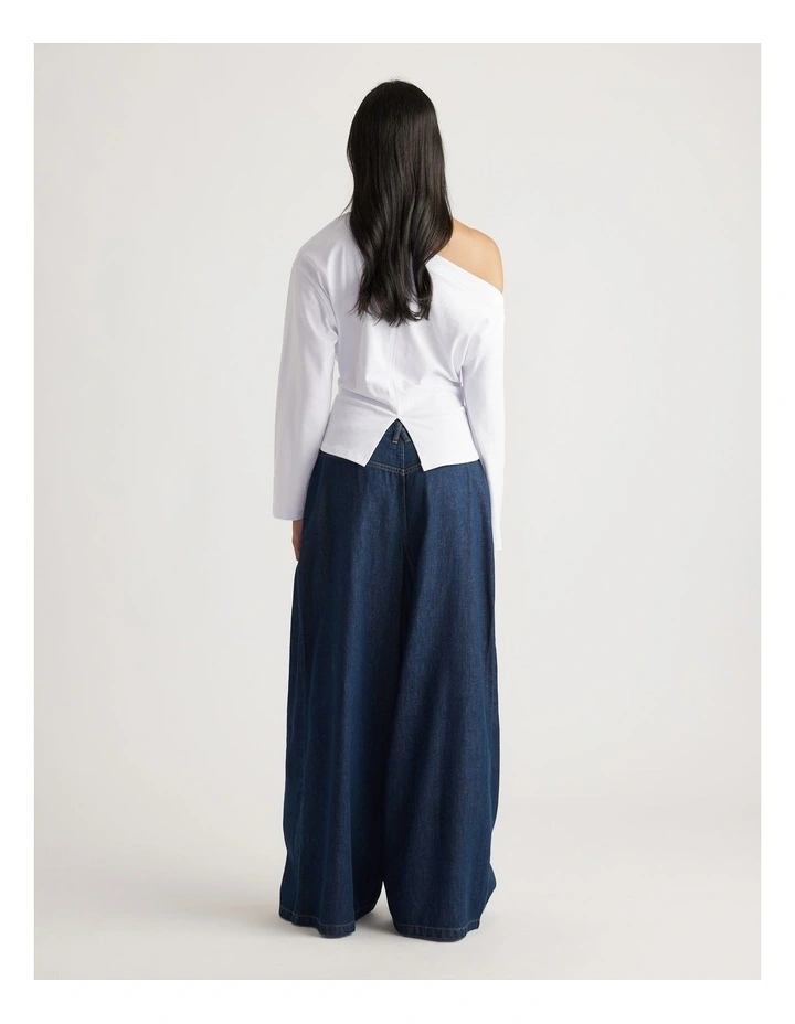 Ally Tipped Shoulder Tee in Bright White image 2