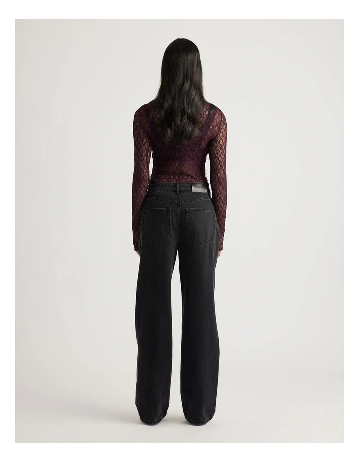 Amber Lace Long Sleeve Top in Burgundy image 2