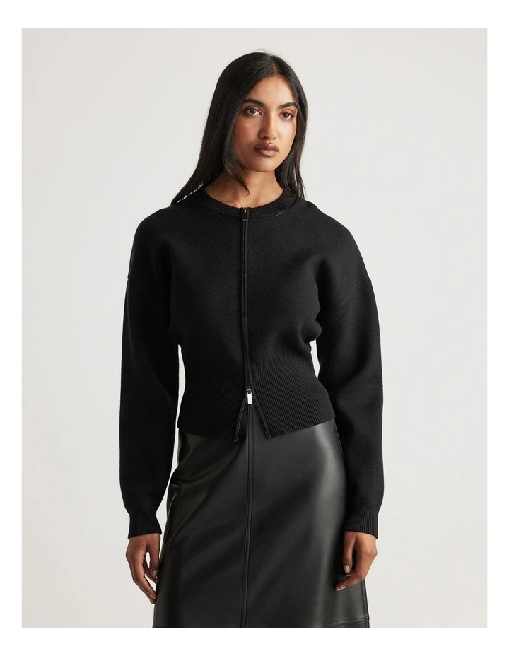 Ainsley Knit Bomber in Black image 3