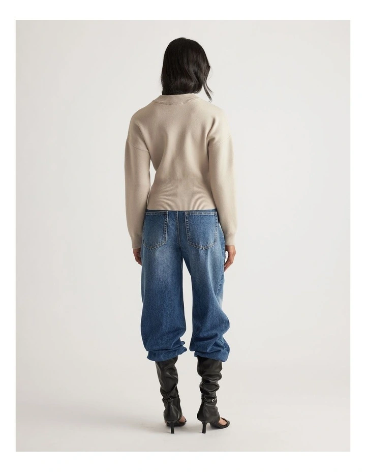 Ainsley Knit Bomber in Beige image 2