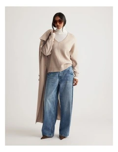 Demi Seam Detail Knit Jumper in Beige