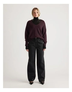 Demi Seam Detail Knit Jumper in Purple