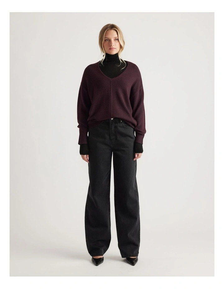 Demi Seam Detail Knit Jumper in Purple image 1