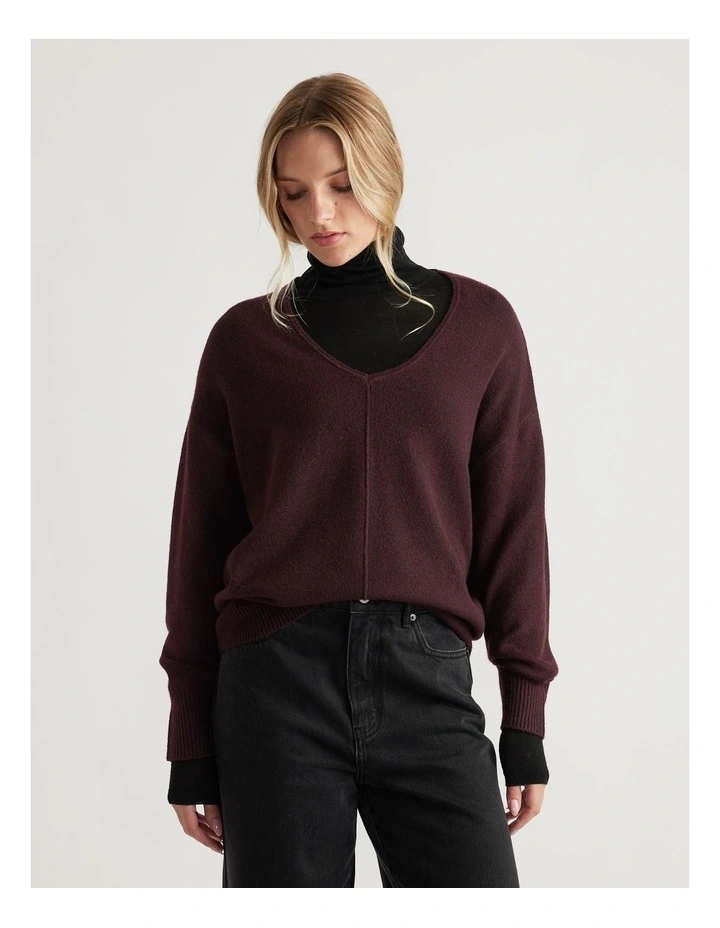 Demi Seam Detail Knit Jumper in Purple image 3