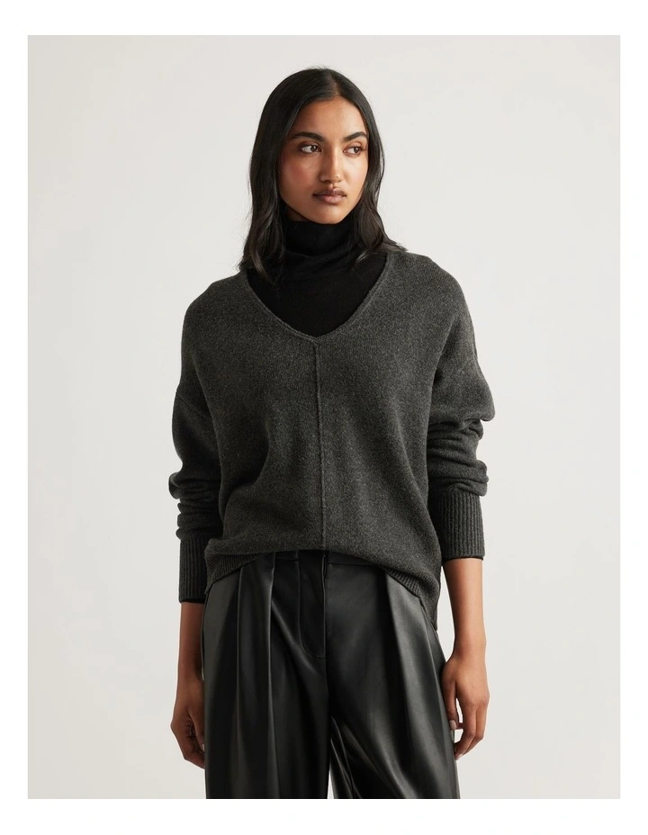 Demi Seam Detail Knit Jumper in Grey image 3