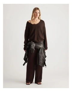 Demi Seam Detail Knit Jumper in Brown