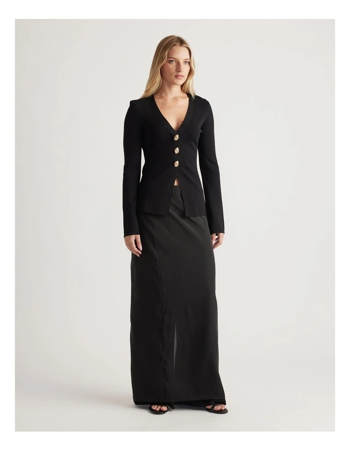 Candice Longline Knit Cardigan in Black image 1