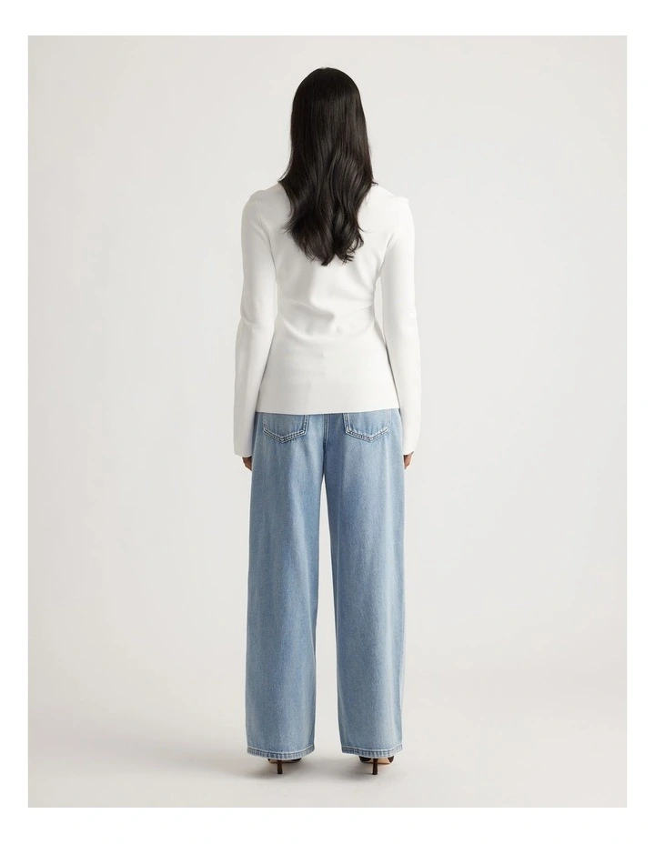 Candice Longline Knit Cardigan in White image 2