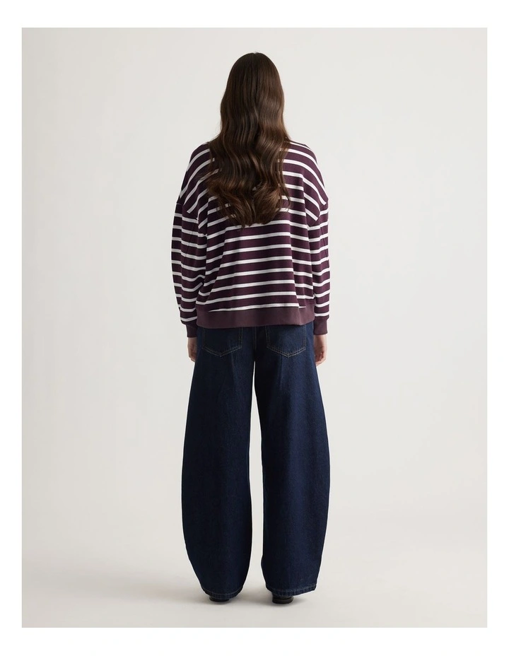 Stripe Sweat in Burgundy image 2