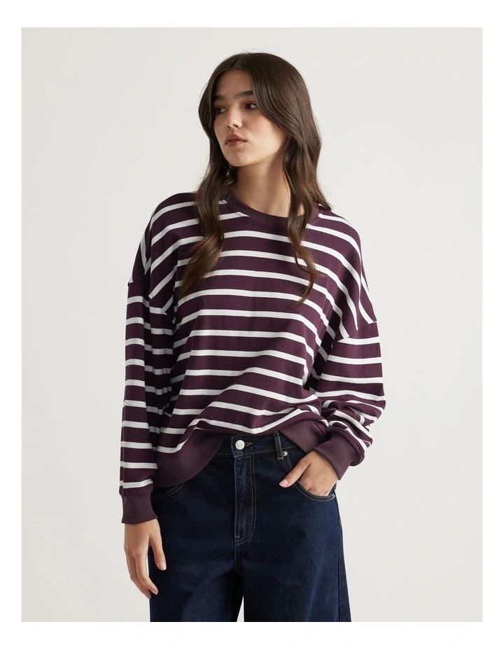 Stripe Sweat in Burgundy image 3